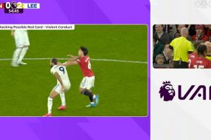 曼联雪上加霜！利桑德罗拉拽勒温头发，VAR介入后被直红罚下