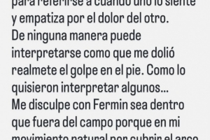 穆索：我在场上场下都向费尔明道歉了，当时自然移动以保护球门