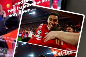 奥利塞进球引发拜仁球迷冲场，摄影师在庆祝中受轻伤但仍坚持拍摄