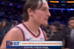 状态火爆！尼克斯季后赛连续三场净胜25+ NBA历史首次