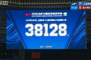 上海申花主场对阵重庆铜梁龙，共38128名球迷现场观战